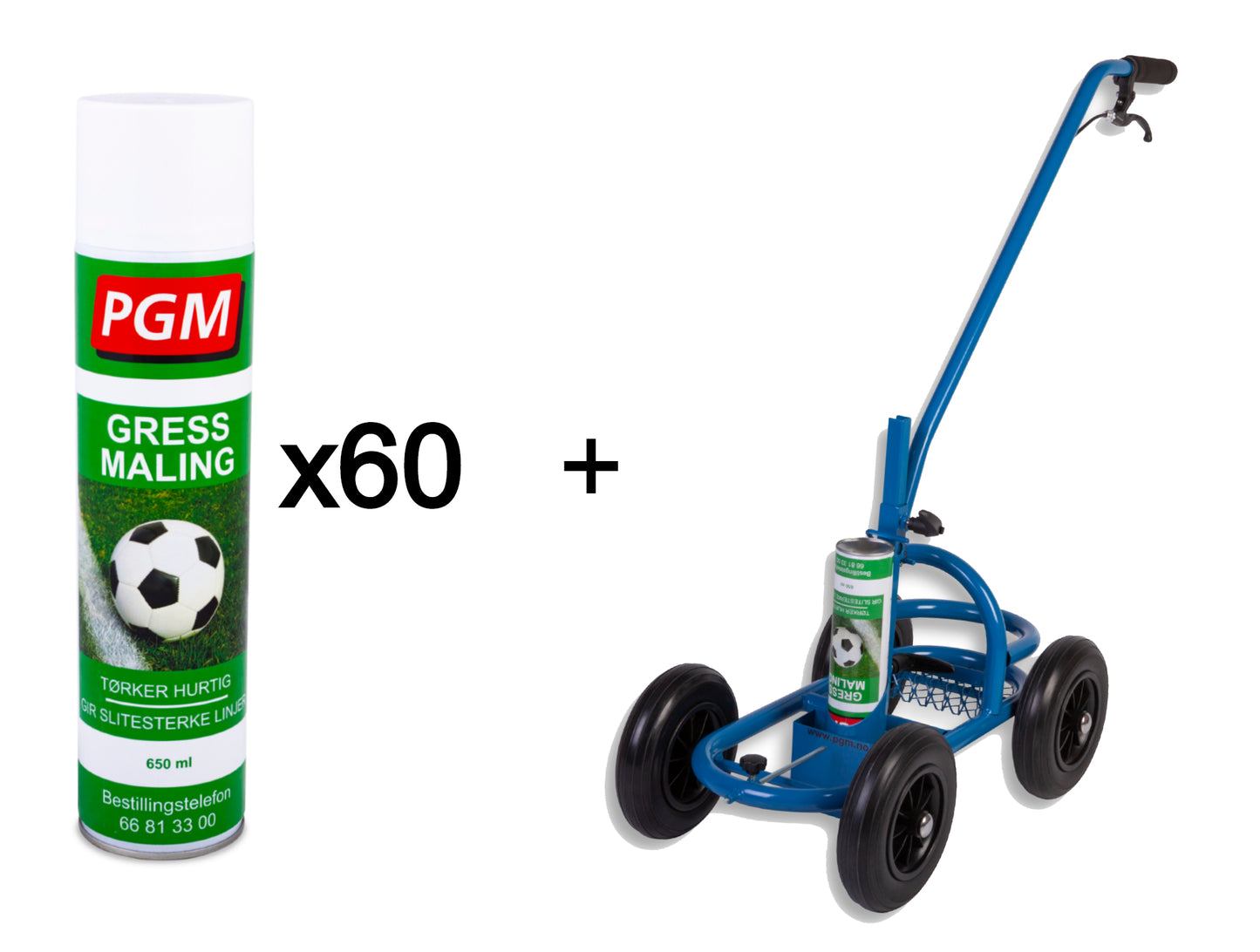 Pakke: 60 spraybokser + merkevogn