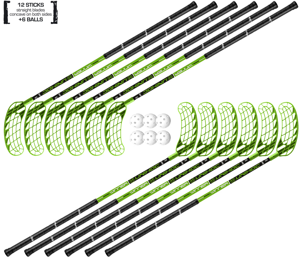 Unihoc Winner - Sett - 12 stk + 6 baller