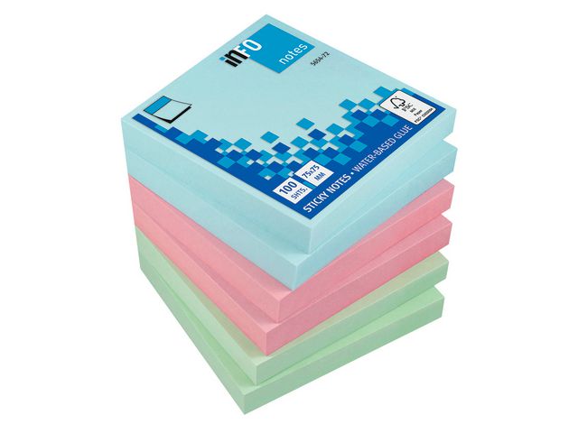 Notatblokk INFO 75X75mm pastell (6)