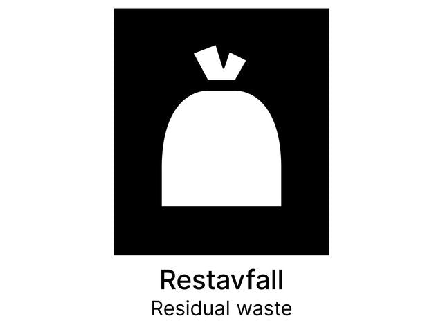 Kildesorteringsetikett Restavfall N/E A5