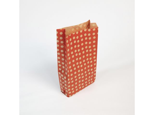 Gavepose CF kraft 15x31cm rød/prikk (50)