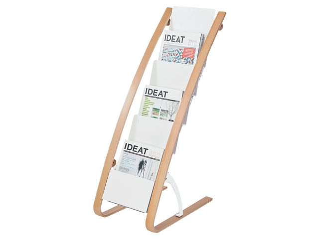 Brosjyrestativ ALBA 6rom gulv hvit/tre