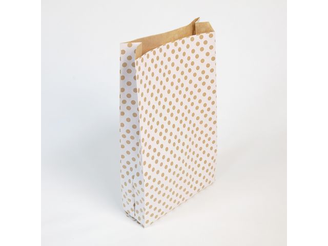Gavepose CF kraft 21x37cm hvit/prikk(50)