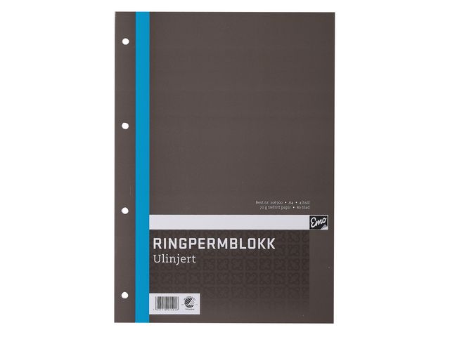 Ringpermblokk EMO A4 70g 80bl ulinjert