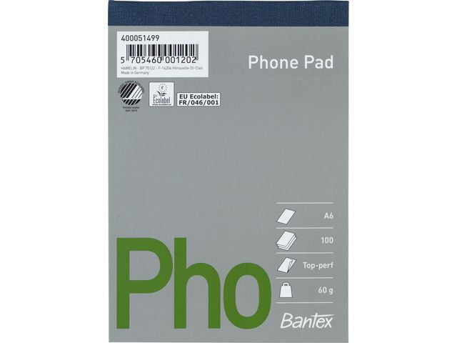 Telefonblokk BANTEX A6 100s 60g