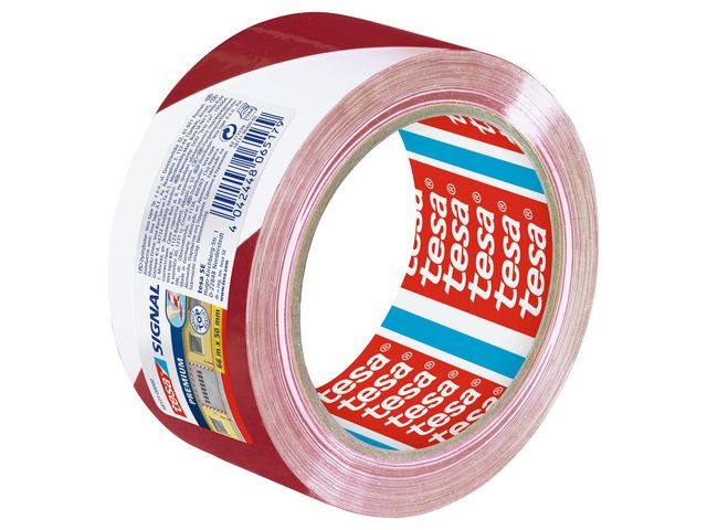 Tape TESA Prem PVC gulv/varsel rød/hvit