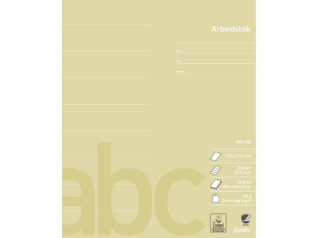 Arbeidsbok BANTEX 17x21 80g 23,5mm linj.