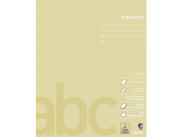 Arbeidsbok BANTEX 17x21 80g 23,5mm ul/li