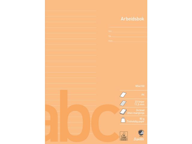 Arbeidsbok BANTEX A4 80g 11,5mm linjert