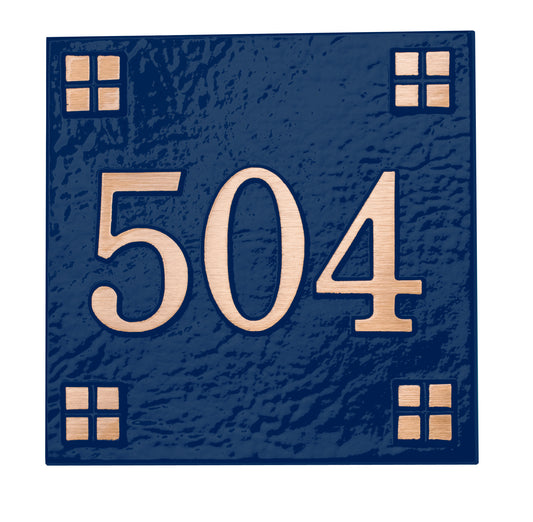 6" Square Blue- Bronze Yardage Marker