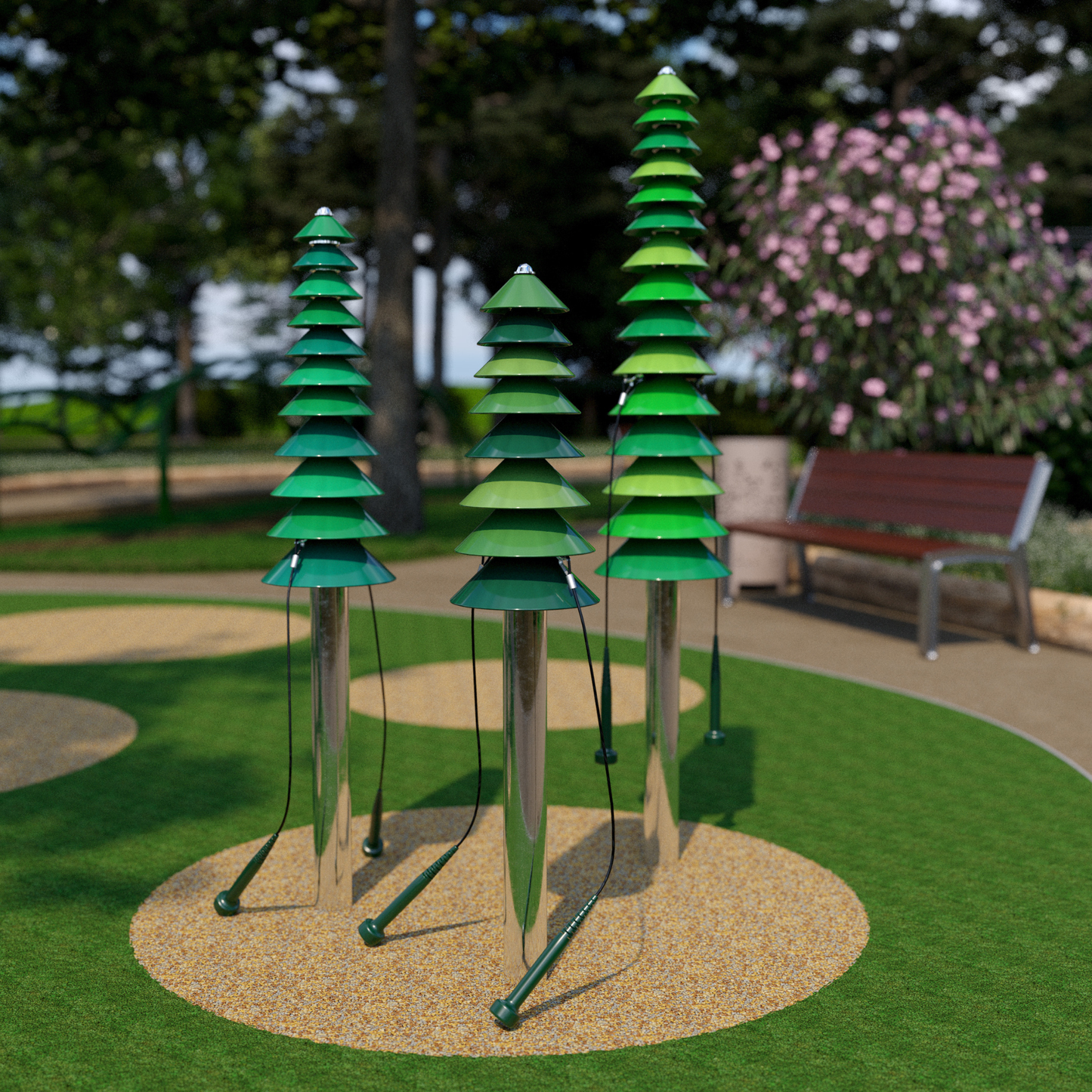 Sylvan Bell Trees, utendørs klokketrær (sett med 3)