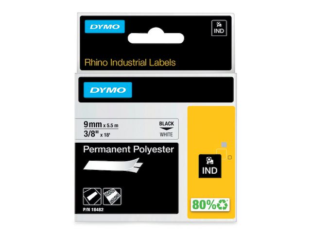 Tape DYMO Rhino permanent 9mm x5,5m hvit