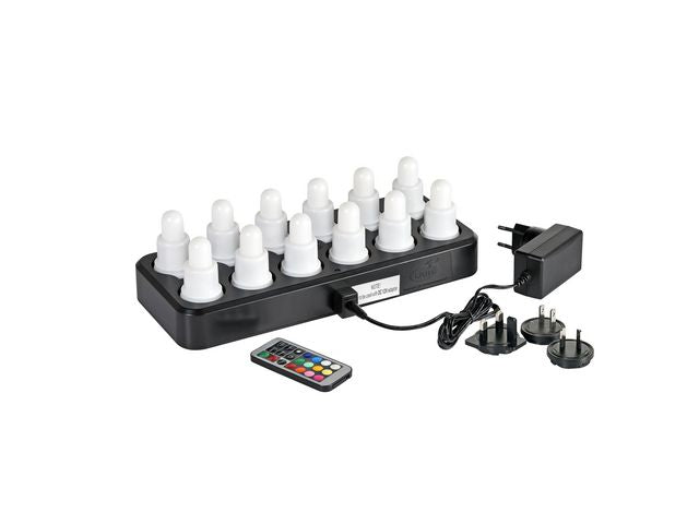 Ledlys DUNI farger 12stk m/ladestasjon