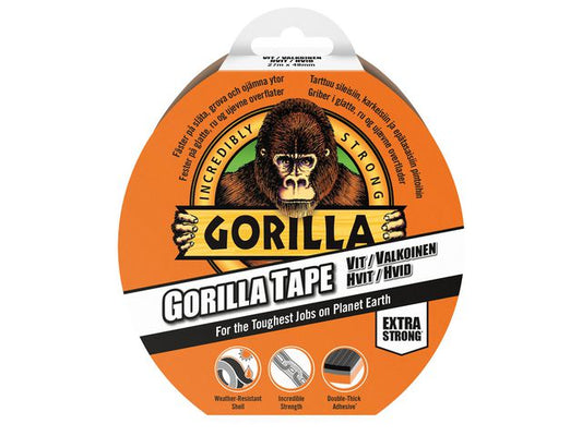 Lerretstape GORILLA hvit 27m