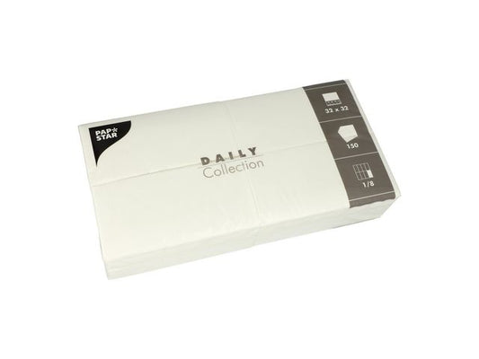 Serviett DAILY 2L 32cm 1/8br hvit (150)