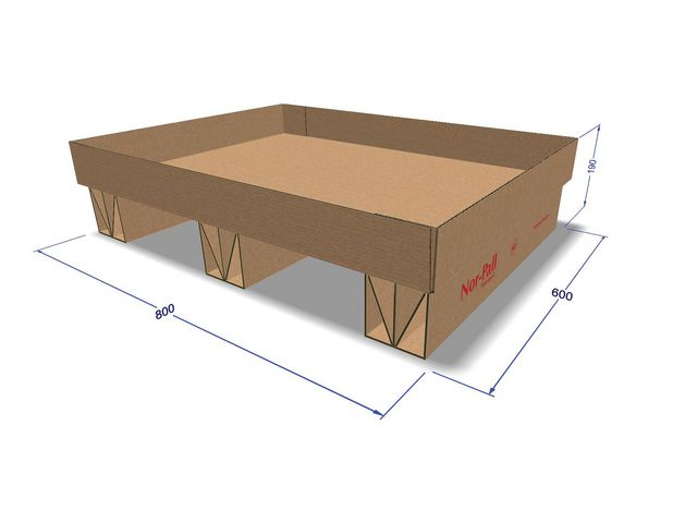Lettpall bølgepapp 800x600x190mm