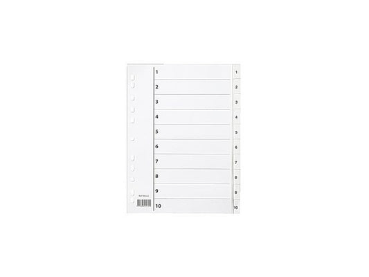 Register A4 PP 1-10 m/indeksark hvit