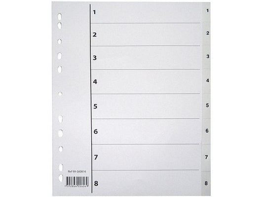Register A4 PP 1-8 m/indeksark hvit