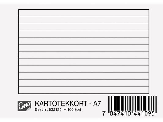 Kartotekkort EMO A7 linjert 200g (100)