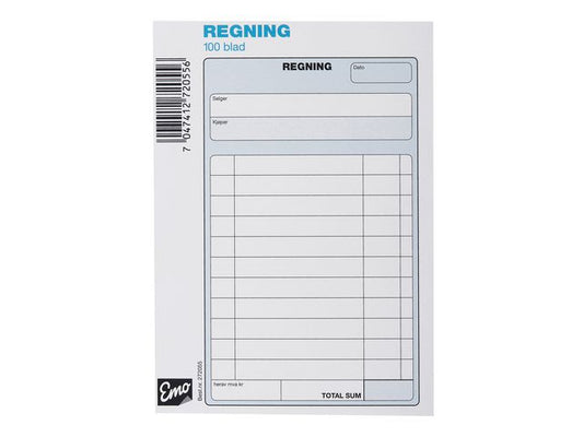 Regningsblokk EMO A6 100 blad