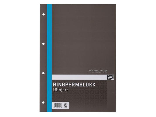 Ringpermblokk EMO A4 70g 80bl ulinjert