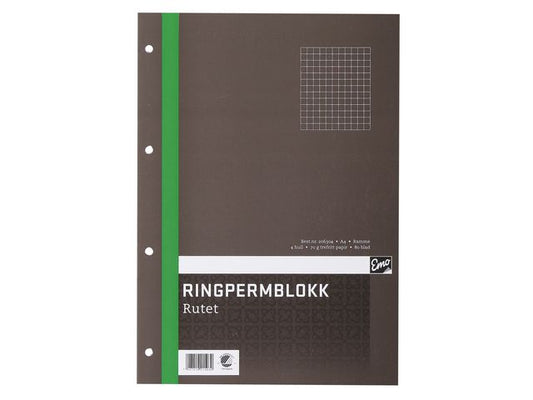 Ringpermblokk EMO A4 70g 80bl ruter