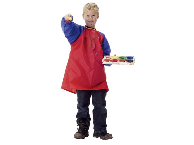 Maleforkle PLAYBOX 3-5 år 65cm rød/blå
