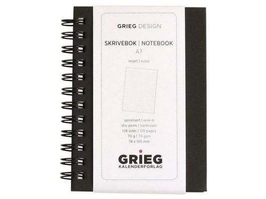 Notatbok GRIEG A7 70g 128s linjer sort