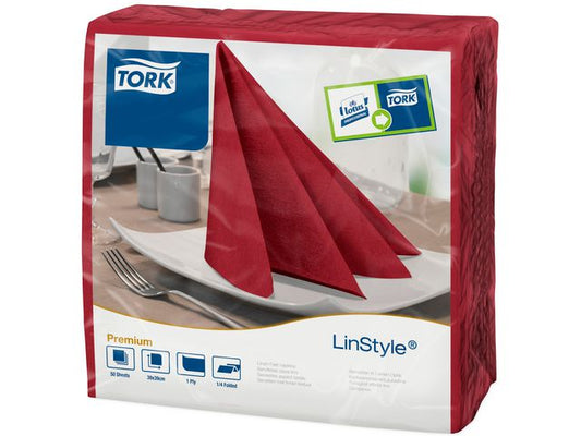 Serviett TORK linstyle 39cm burgund (50