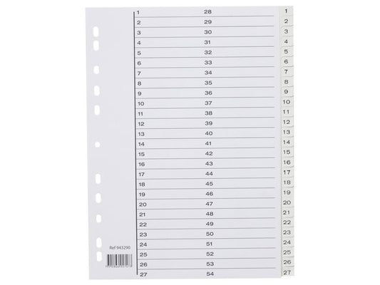 Register A4 PP 1-54 m/indeksark hvit