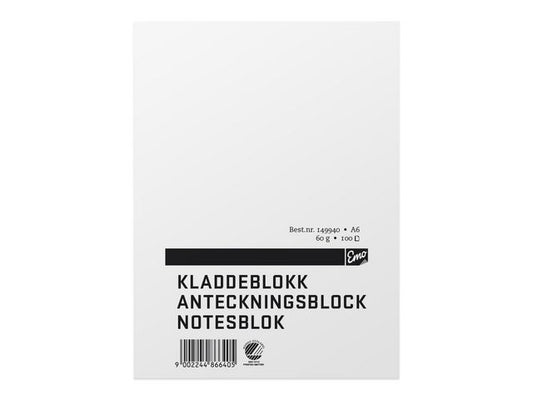 Kladdeblokk EMO A6 60g 100 blad ulinjer