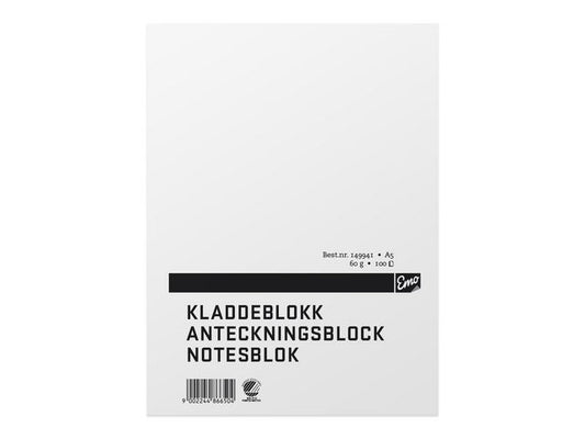 Kladdeblokk EMO A5 60g 100 blad ulinjer