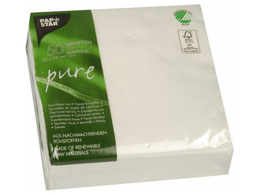 Serviett PURE 33x33cm hvit (50)