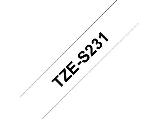 Tape BROTHER TZe-S231 12mmx8m sort/hvit