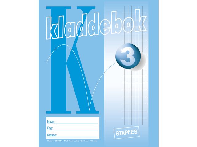 Kladdebok 17x21cm 55g 30bl 5x10mm ruter