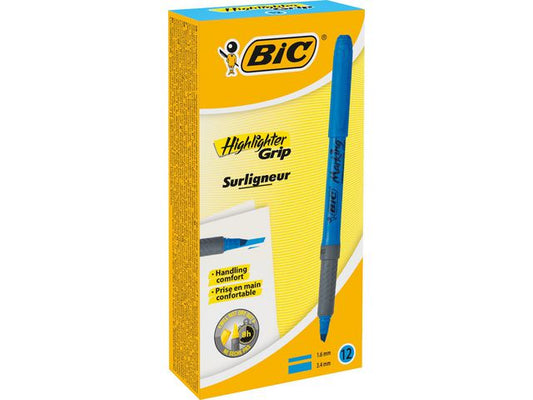 Tekstmarker BIC Highlighter Grip blå - 12 stk