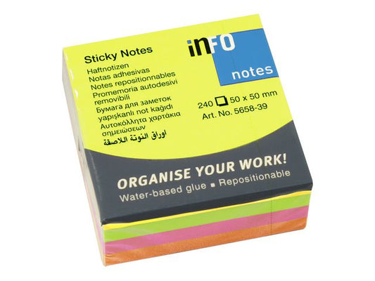 Notatkube INFO 50x50mm neon ass