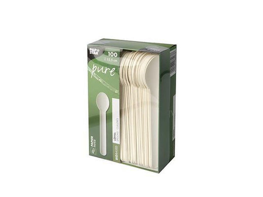 Skje PURE papp 15,5cm hvit (100) - 10 pakk