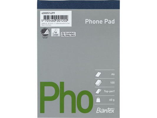 Telefonblokk BANTEX A6 100s 60g