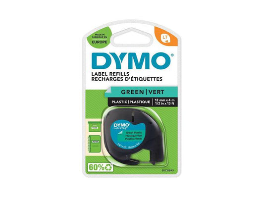Tape DYMO LetraTAG 12mm plast sort/grønn