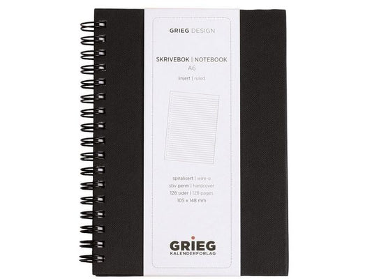 Notatbok GRIEG A6 70g 128s linjer sort