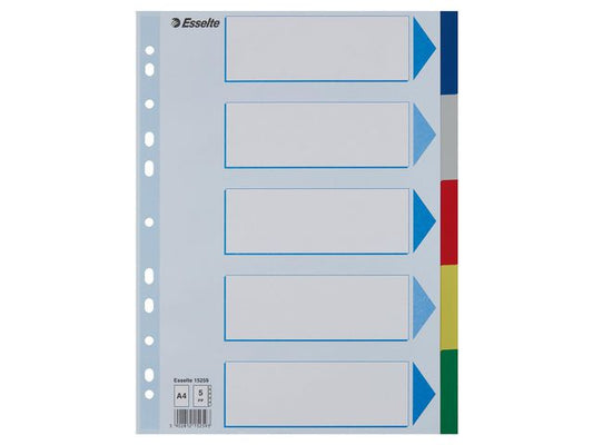 Skilleblad ESSELTE A4 PP 5-delt 5 frg