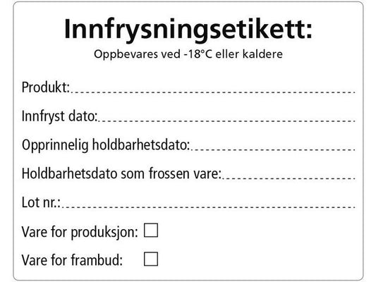 Etikett innfrysing 102x128mm 500stk - 8 ruller