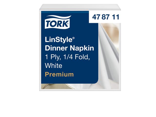 Serviett TORK linstyle 39cm hvit (50) - 12 pakk