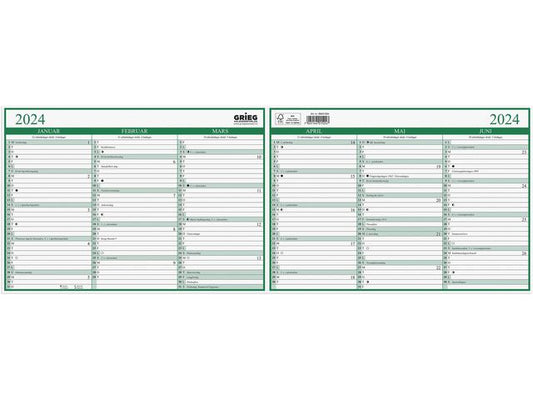 Platekalender GRIEG A4 2024 dobbel