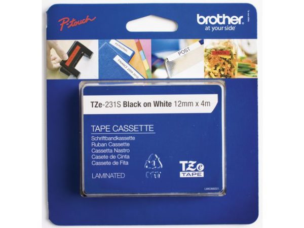 Tape BROTHER TZ-e231S2 12mmx4m sort/hvi