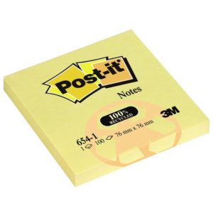 POST-IT notatblokk 76x76mm resirk gul