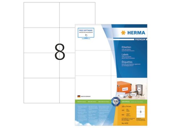 Etikett HERMA premium A4 105x74mm (800)