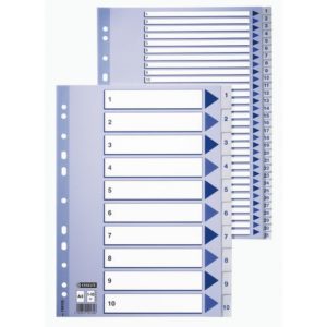 Register ESSELTE A4 plast 1-6 blå/hvit