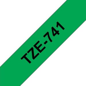 Tape BROTHER TZe-741 18mmx8m sort/grønn